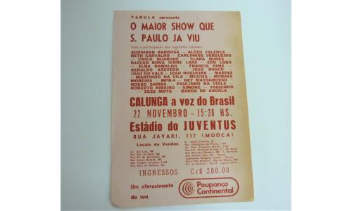 Folheto Ingresso Est�dio do Juventos